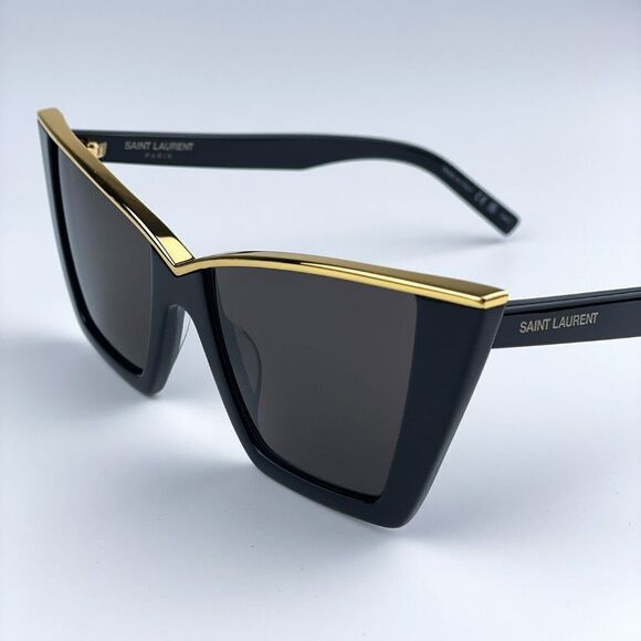 NEW Saint Laurent SL570 001 Black Gold Cat Eye Women Sunglasses - Picture 9 of 16
